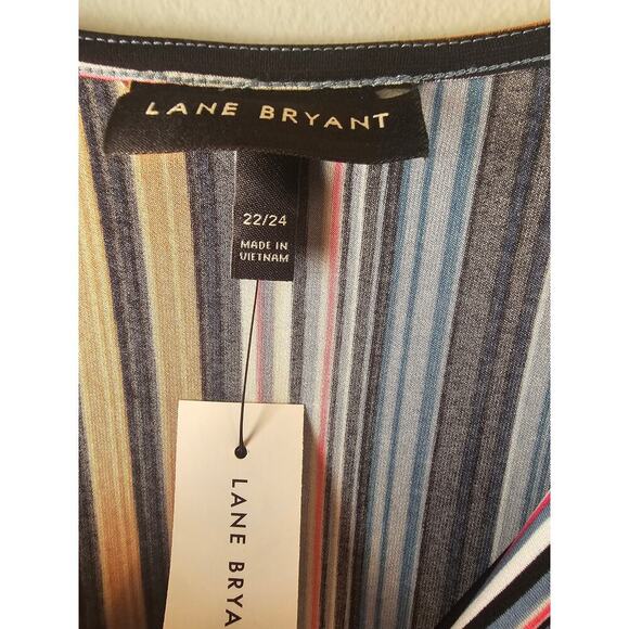 Lane Bryant striped Surplice-Neck Side-Ruched Midi Dress sz 22/24 new with tags - Picture 6 of 8